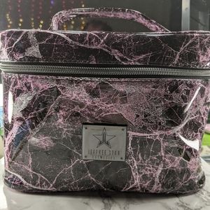 JSC black and pink marble travel makeup bag